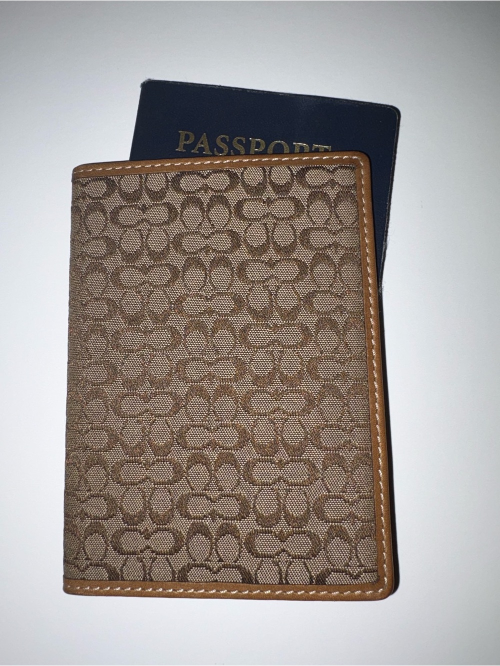 Vintage Y2K COACH Signature CC Monogram Passport Card Case Holder Clutch Wallet